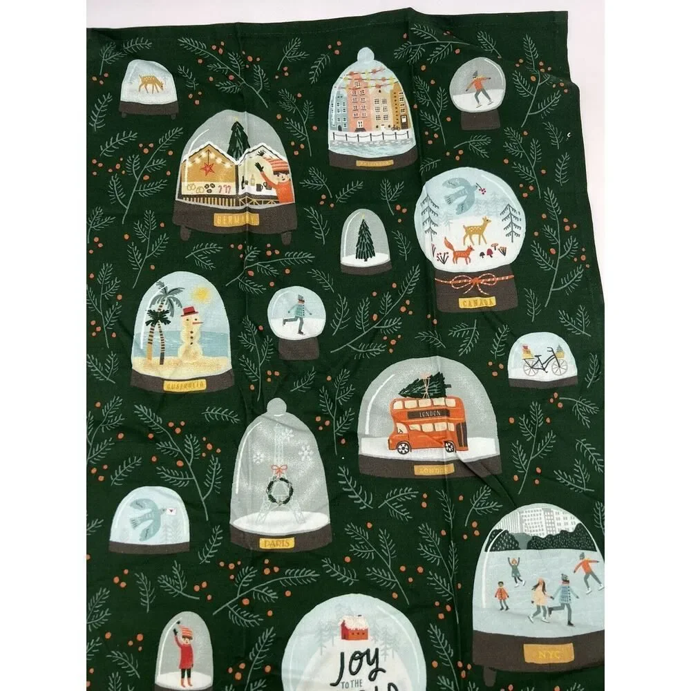 Anthropologie Joy To The World Dish Towel 28” x 21” Christmas Holiday Set Of 3